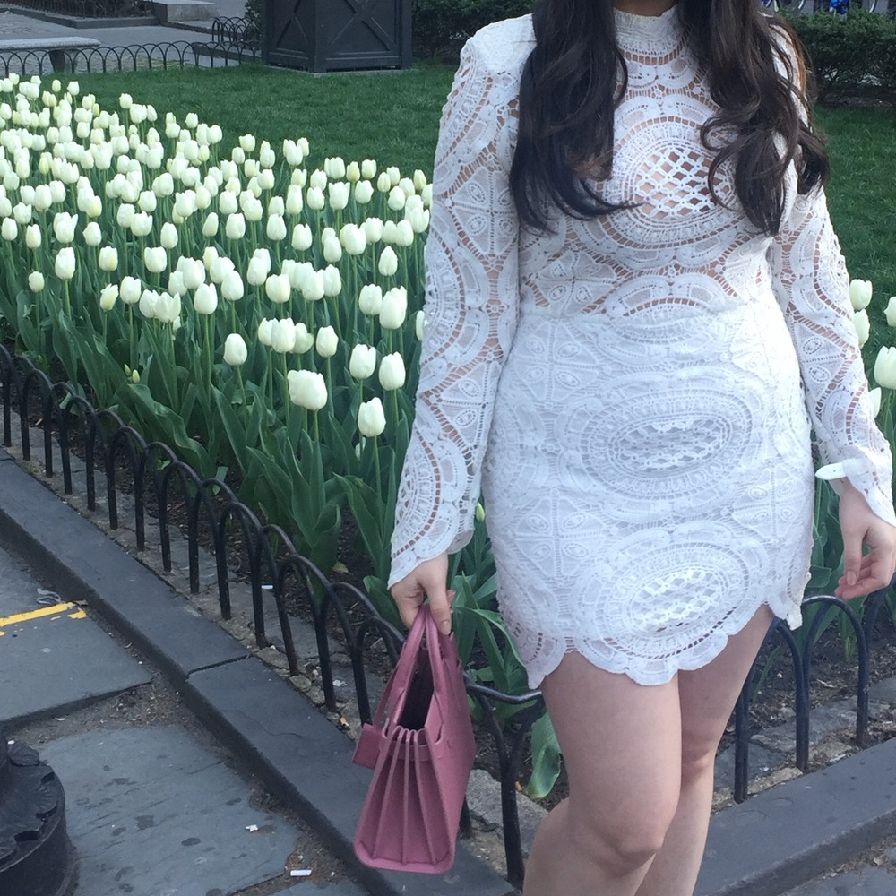 Elegant White Bridal Lace Crochet Dress